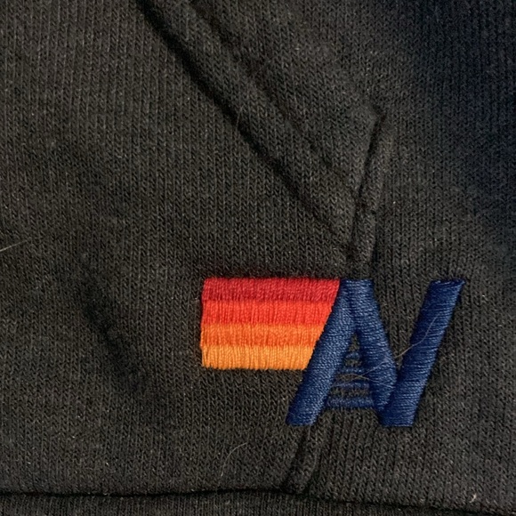 Aviator Nation Navy Hoodie with Red Heart and Yellow Lightning - Picture 3 of 6